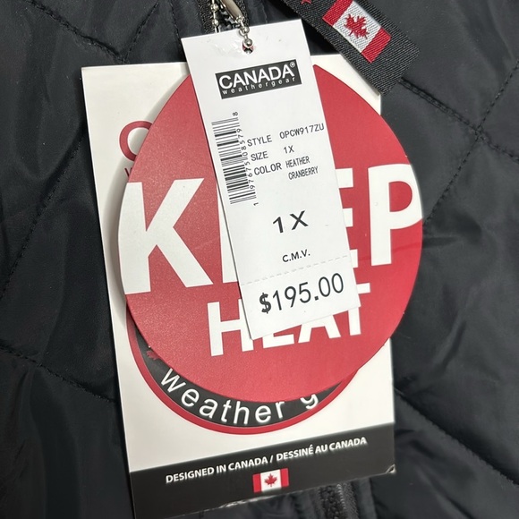 Canada Weather Gear Womens Plus Size Zip Hooded Jacket Coat 1X Cranberry/Black - Picture 3 of 8